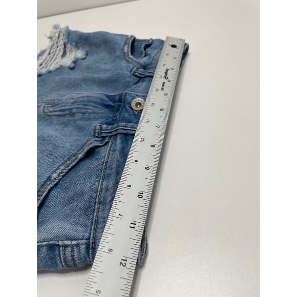 Rewash Super High Rise Vintage Reunion Jean Short Destroyed Denim Blue Size 0 24 - Picture 7 of 10